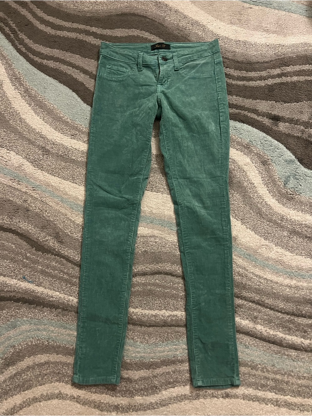Teal Corduroy Skinny Pants - Unknown Brand
